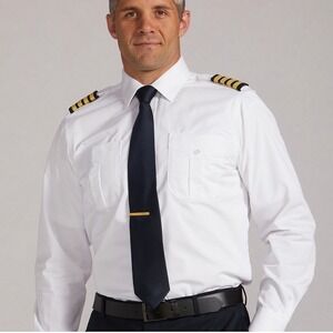 VistaJet Pilot Uniform Long Sleeve Shirt Mens 41 White PreLoved
